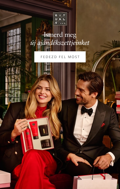 Rituals ajándék szett elegáns környezetben, prémium testápolási termékek és ünnepi csomagolás.